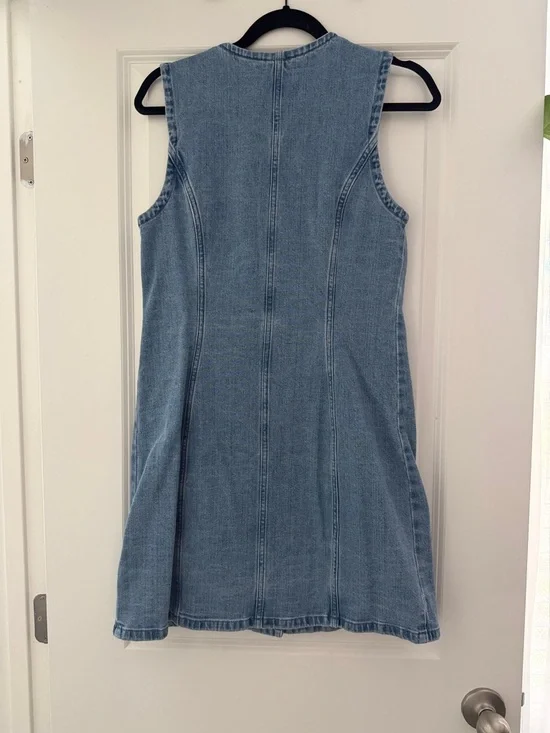 Abercrombie & Fitch Light Wash Denim Button-Front Mini Dress - Picture 3 of 4